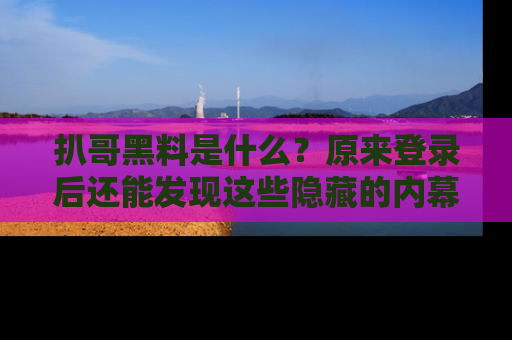 扒哥黑料是什么？原来登录后还能发现这些隐藏的内幕！