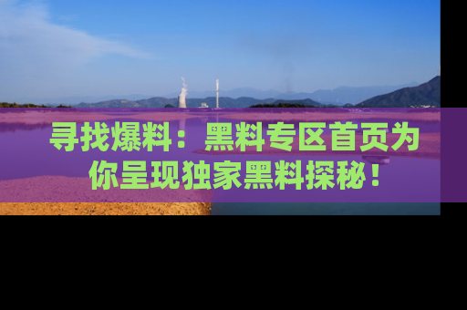 寻找爆料:黑料专区首页为你呈现独家黑料探秘!