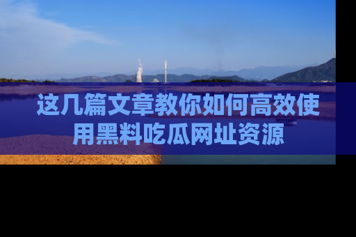 这几篇文章教你如何高效使用黑料吃瓜网址资源